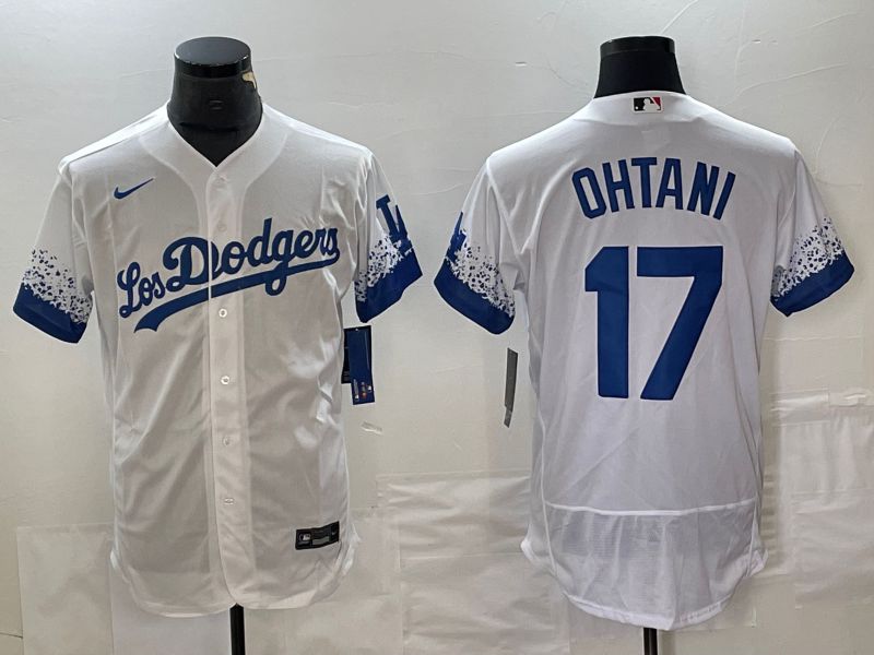Men Los Angeles Dodgers #17 Ohtani White Nike Elite MLB Jersey style 3->los angeles dodgers->MLB Jersey